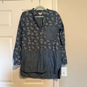 Gap Floral Denim Tunic Top, Size M